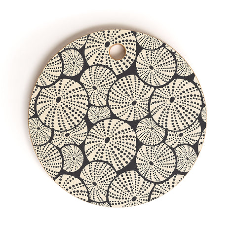 Heather Dutton Bed Of Urchins Charcoal Ivory Cutting Board Round