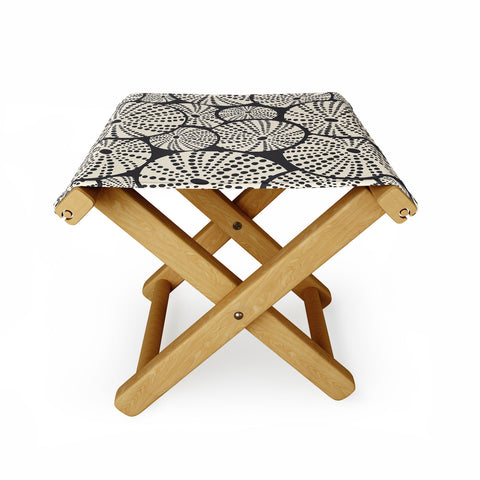 Heather Dutton Bed Of Urchins Charcoal Ivory Folding Stool