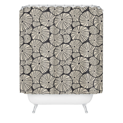 Heather Dutton Bed Of Urchins Charcoal Ivory Shower Curtain