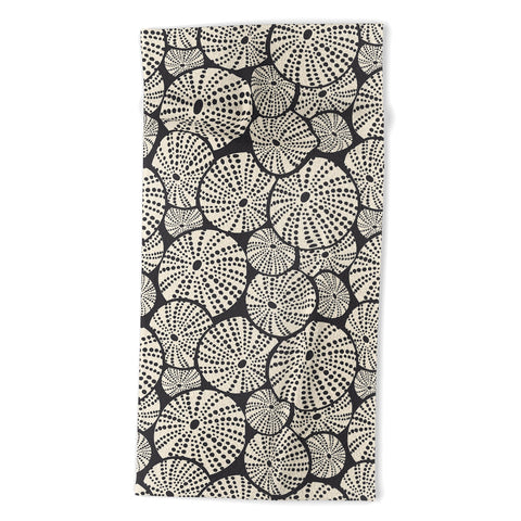 Heather Dutton Bed Of Urchins Charcoal Ivory Beach Towel