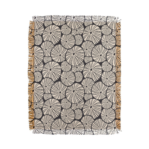 Heather Dutton Bed Of Urchins Charcoal Ivory Throw Blanket