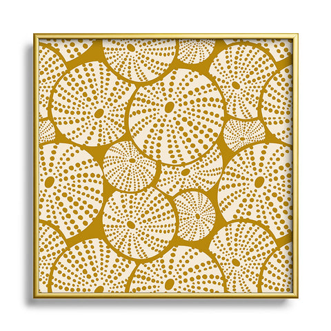 Heather Dutton Bed Of Urchins Gold Ivory Metal Square Framed Art Print