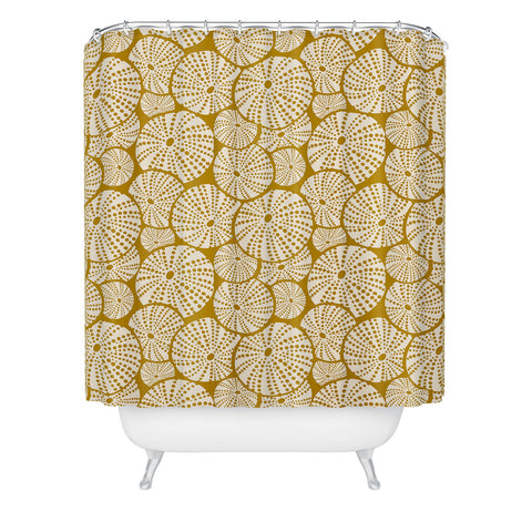Heather Dutton Bed Of Urchins Gold Ivory Shower Curtain
