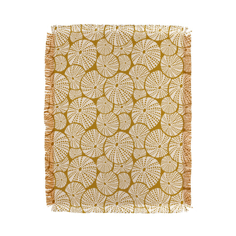 Heather Dutton Bed Of Urchins Gold Ivory Throw Blanket