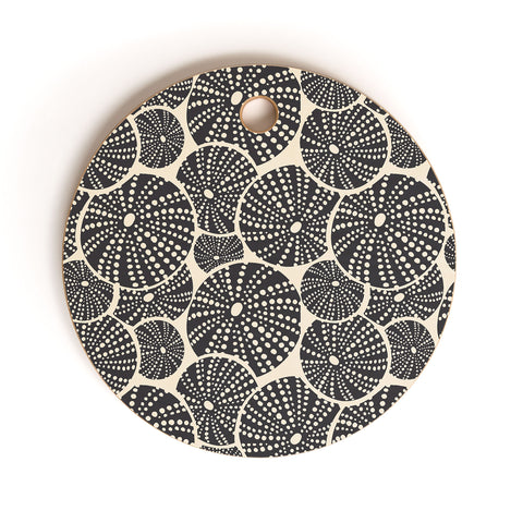 Heather Dutton Bed Of Urchins Ivory Charcoal Cutting Board Round