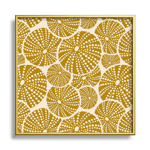 Heather Dutton Bed Of Urchins Ivory Gold Metal Square Framed Art Print
