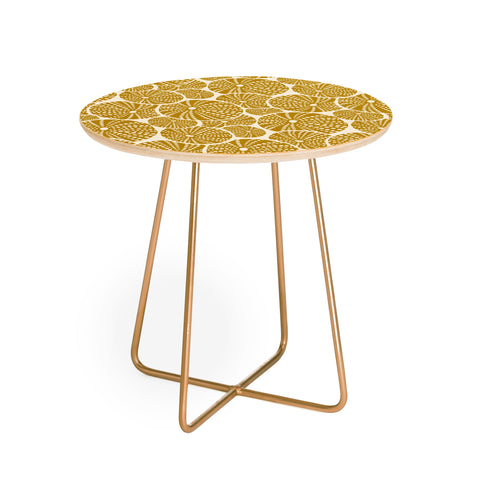 Heather Dutton Bed Of Urchins Ivory Gold Round Side Table