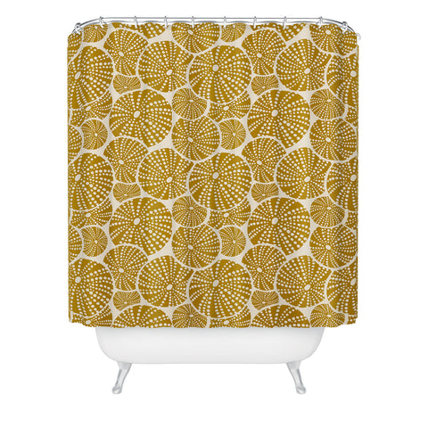 Heather Dutton Bed Of Urchins Ivory Gold Shower Curtain