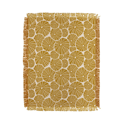 Heather Dutton Bed Of Urchins Ivory Gold Throw Blanket