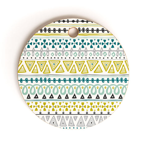 Heather Dutton Boho Market Stripe Cutting Board Round