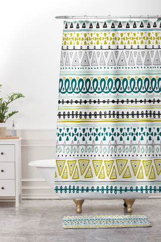 Heather Dutton Boho Market Stripe Shower Curtain And Mat