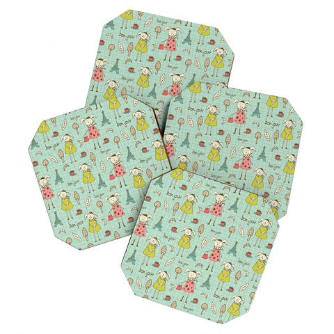 Heather Dutton Bonjour Lapin Coaster Set