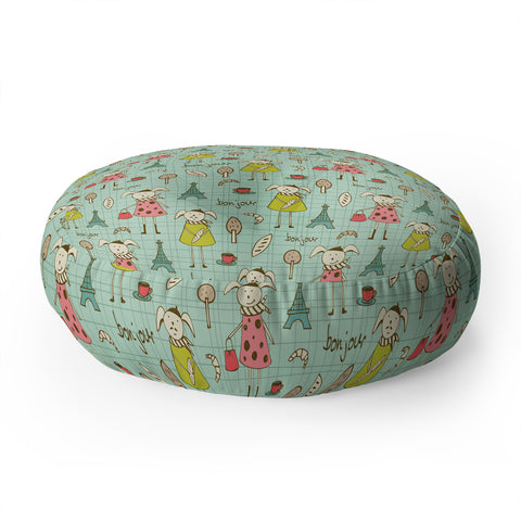 Heather Dutton Bonjour Lapin Floor Pillow Round