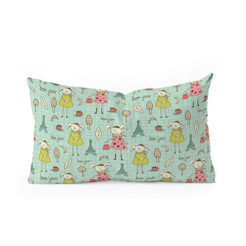 Heather Dutton Bonjour Lapin Oblong Throw Pillow