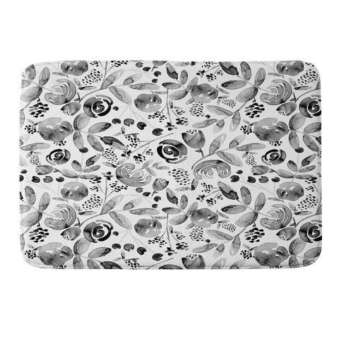 Heather Dutton Bountiful Bouquet Black Memory Foam Bath Mat