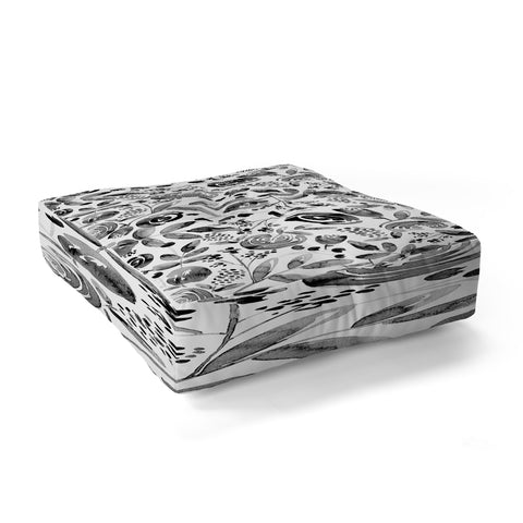 Heather Dutton Bountiful Bouquet Black Floor Pillow Square