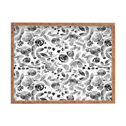 Heather Dutton Bountiful Bouquet Black Rectangular Tray
