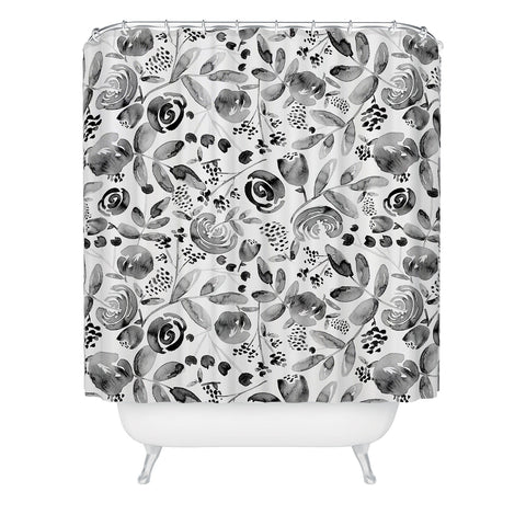 Heather Dutton Bountiful Bouquet Black Shower Curtain