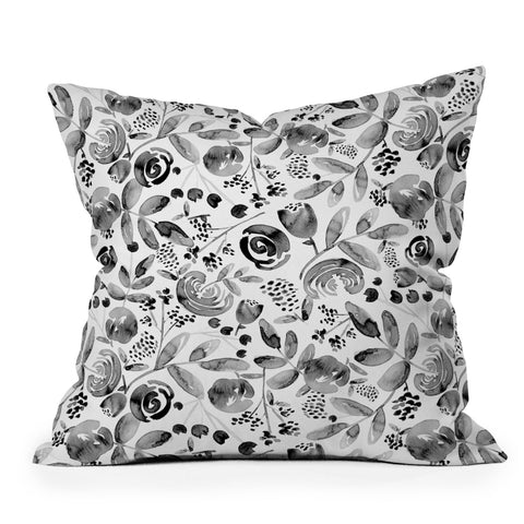 Heather Dutton Bountiful Bouquet Black Throw Pillow