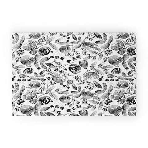 Heather Dutton Bountiful Bouquet Black Welcome Mat