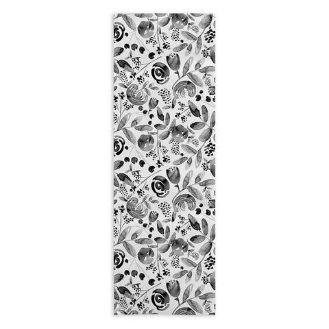 Heather Dutton Bountiful Bouquet Black Yoga Towel