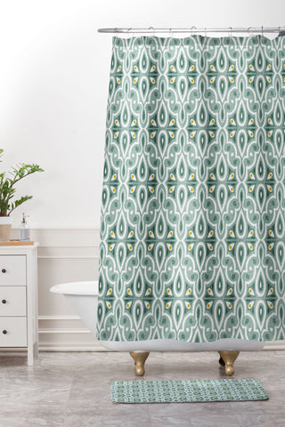 Heather Dutton Broderie Eucalyptus Shower Curtain And Mat