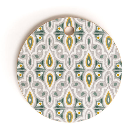 Heather Dutton Broderie Flax Cutting Board Round