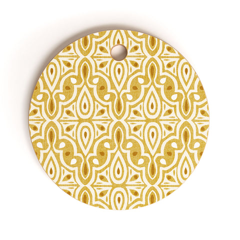 Heather Dutton Broderie Goldenrod Cutting Board Round