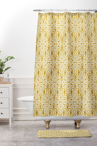 Heather Dutton Broderie Goldenrod Shower Curtain And Mat