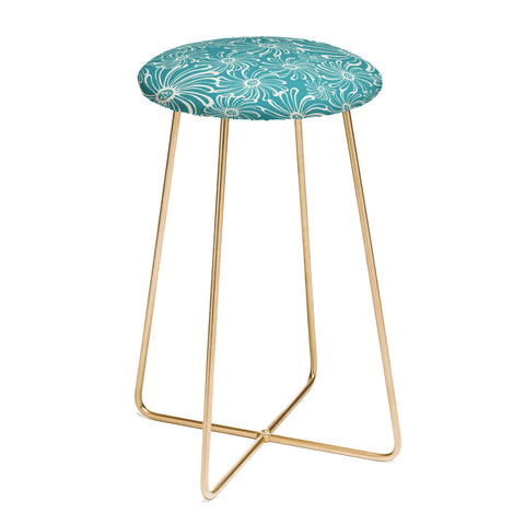 Heather Dutton Bursting Bloom Peacock Counter Stool