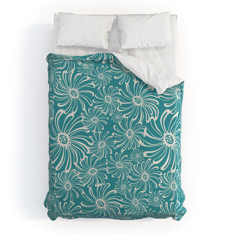 Heather Dutton Bursting Bloom Peacock Duvet Cover