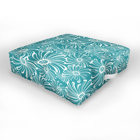 Heather Dutton Bursting Bloom Peacock Outdoor Floor Cushion