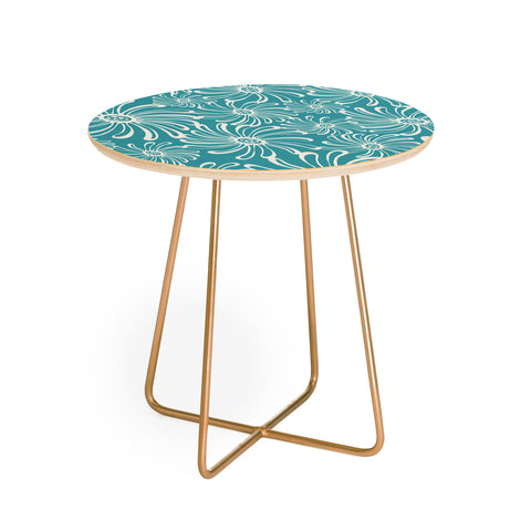 Heather Dutton Bursting Bloom Peacock Round Side Table