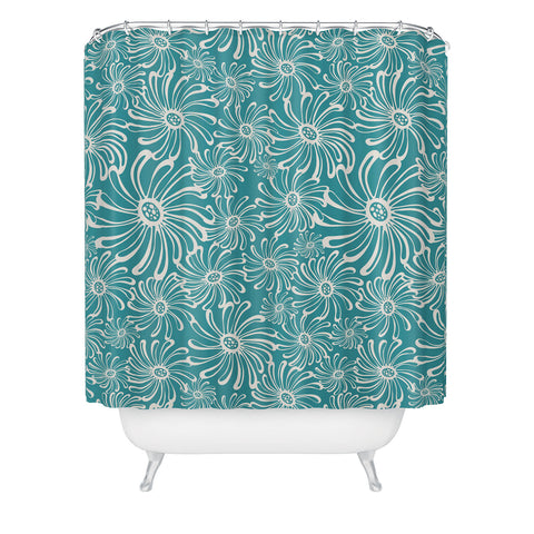 Heather Dutton Bursting Bloom Peacock Shower Curtain