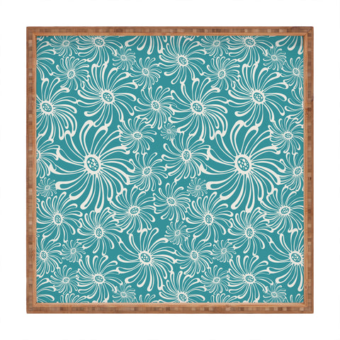 Heather Dutton Bursting Bloom Peacock Square Tray