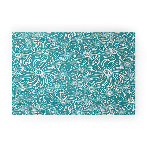 Heather Dutton Bursting Bloom Peacock Welcome Mat