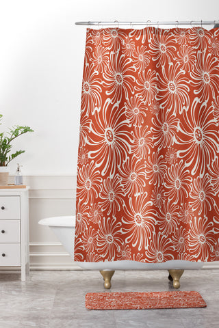 Heather Dutton Bursting Bloom Spice Shower Curtain And Mat
