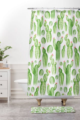 Heather Dutton Cactus Gardens Shower Curtain And Mat