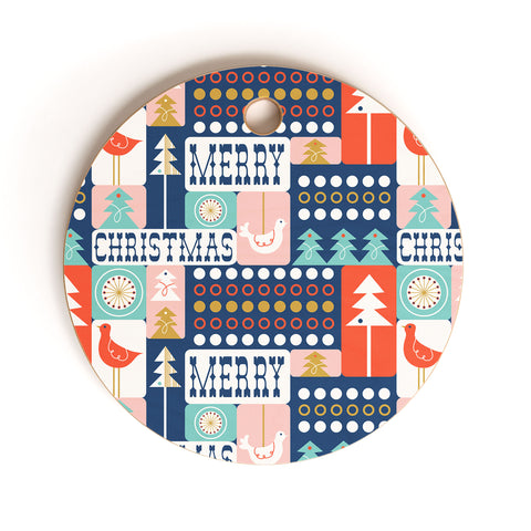 Heather Dutton Christmas Collage Chill Cutting Board Round