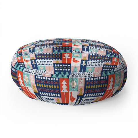 Heather Dutton Christmas Collage Chill Floor Pillow Round