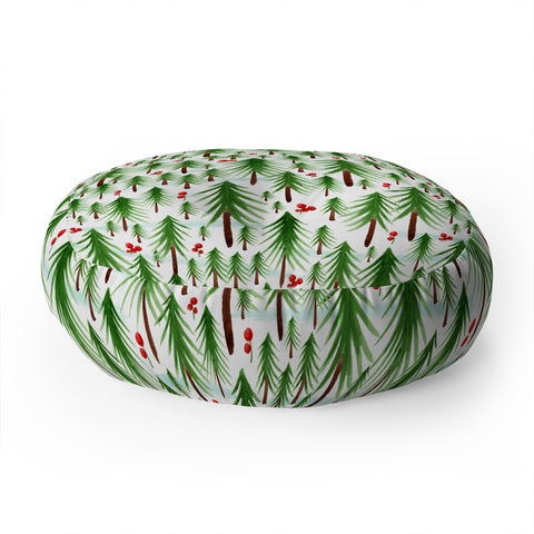 Heather Dutton Christmas Tree Farm Floor Pillow Round
