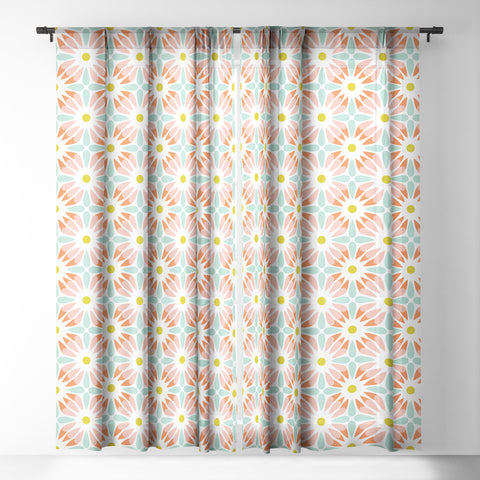 Heather Dutton Crazy Daisy Sorbet Sheer Window Curtain