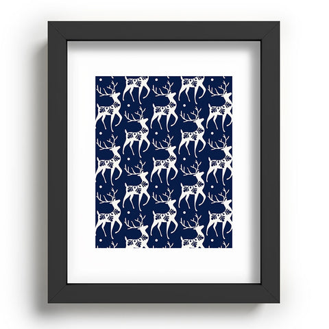 Heather Dutton Dashing Through The Snow Deer Navy Recessed Framing Rectangle