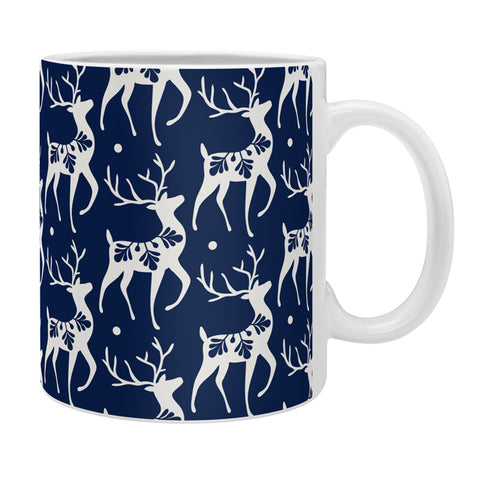 Heather Dutton Dashing Through The Snow Deer Navy Coffee Mug