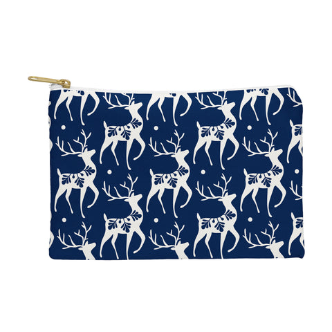 Heather Dutton Dashing Through The Snow Deer Navy Pouch