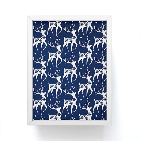 Heather Dutton Dashing Through The Snow Deer Navy Framed Mini Art Print