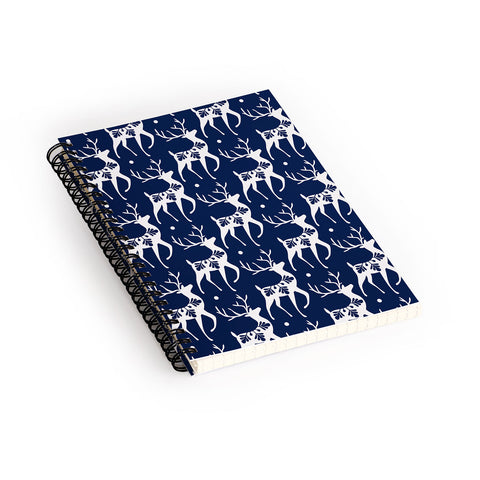 Heather Dutton Dashing Through The Snow Deer Navy Spiral Notebook