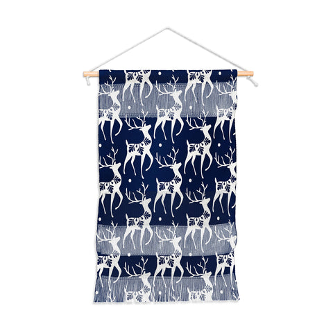 Heather Dutton Dashing Through The Snow Deer Navy Wall Hanging Portrait