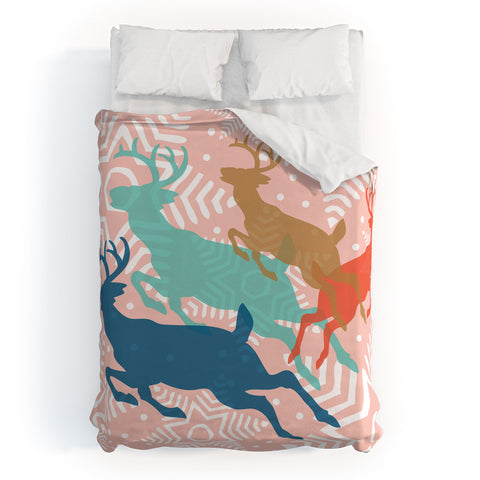 Heather Dutton Dashing Through The Snow Serene Duvet Cover