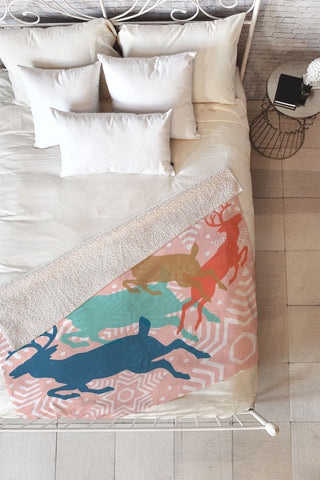 Heather Dutton Dashing Through The Snow Serene Fleece Throw Blanket